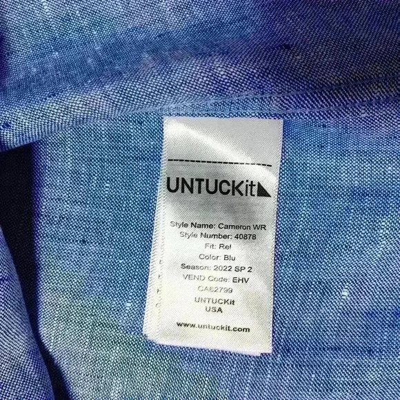 Untuckit 💯 Linen Short Sleeve button down shirt.Relaxed Fit Men's size XL - Picture 5 of 7